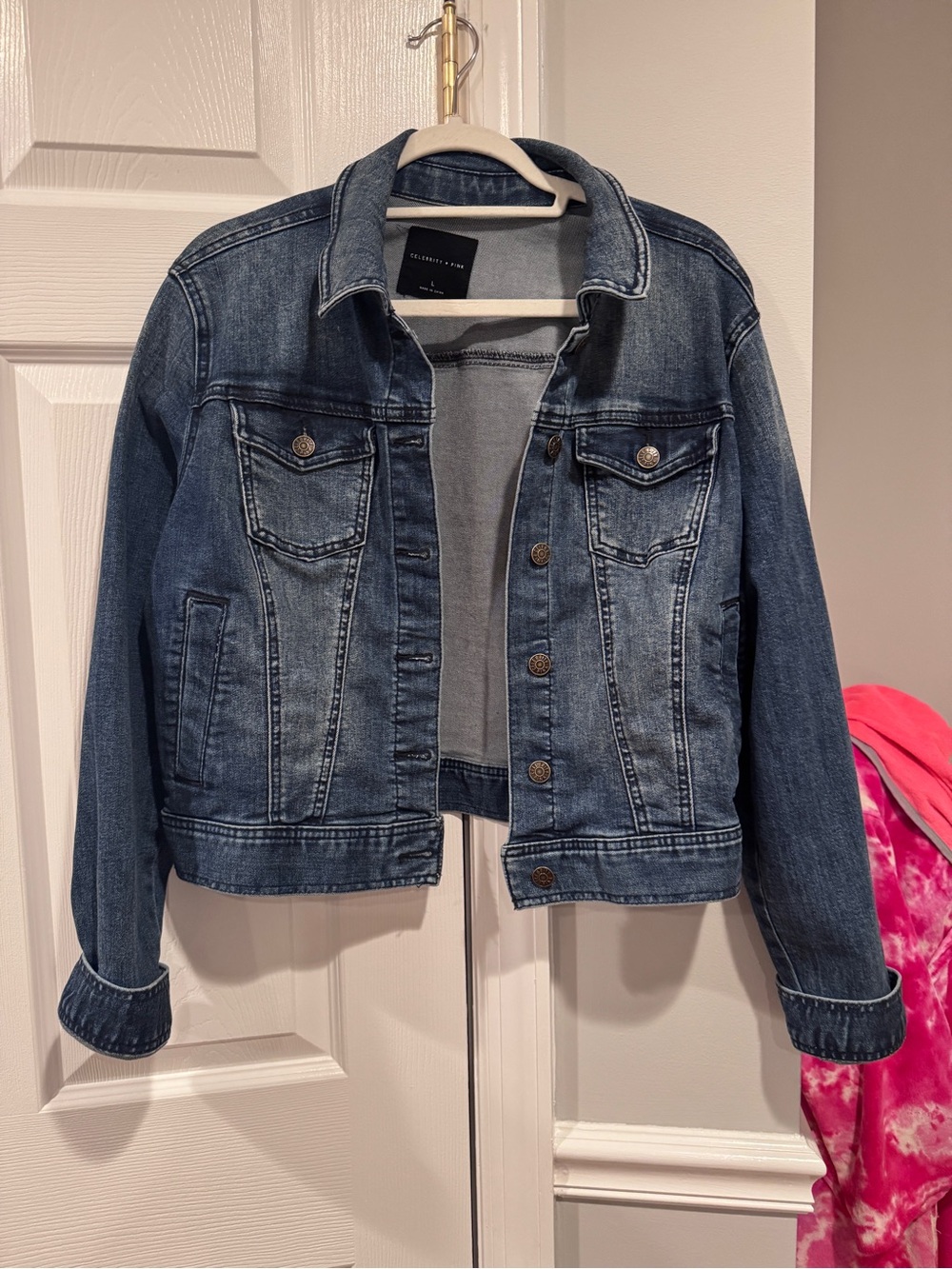 Celebrity Pink Dark Wash Denim Jean Jacket